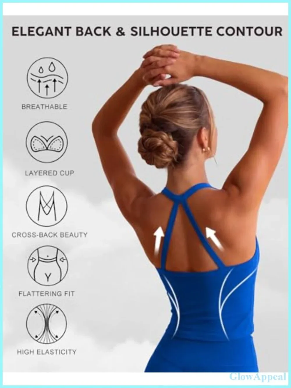 Women's Built-In Bra Tank Top Yoga Crop Halter Neck Athletic Gym Top